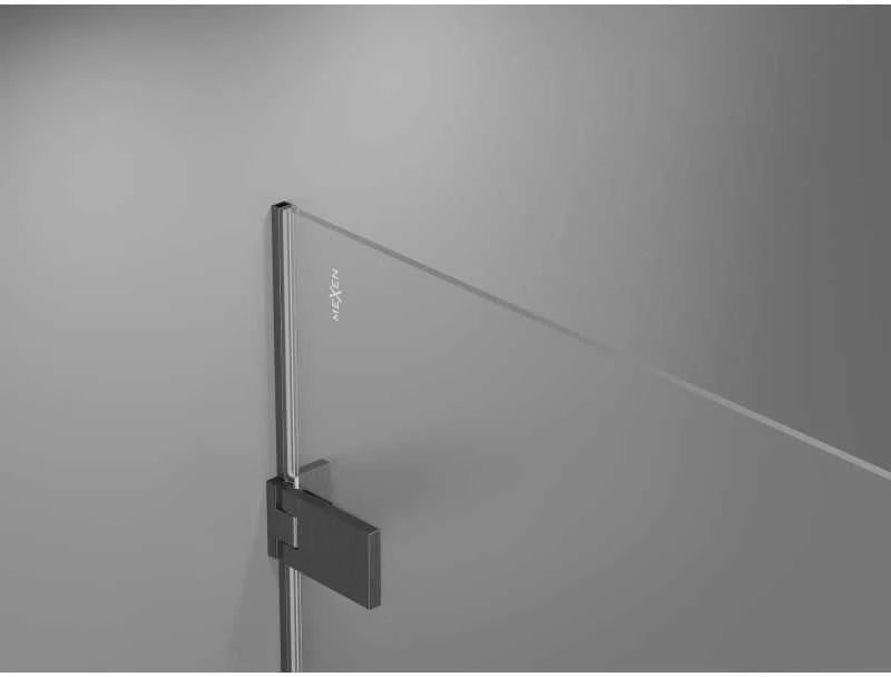 Dušo durys Mexen Lunar-F, sulankstomos, kairė, 70 cm, transparent/brushed gun pilka