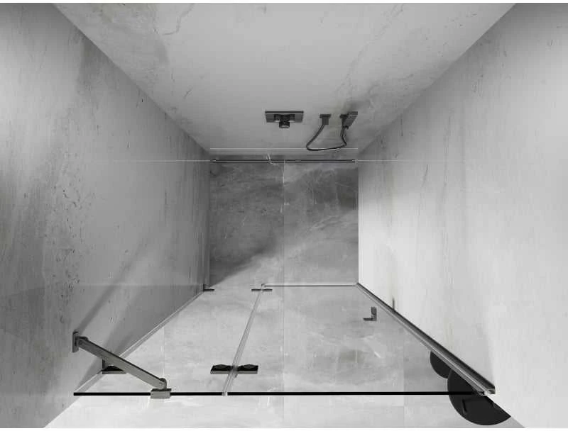 Dušo durys Mexen Lunar, kairinės, 75 cm, transparent/brushed nickel