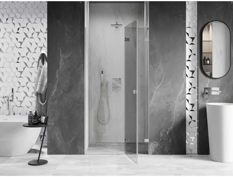 Dušo durys Mexen Lunar L, dešinė, 105 cm, transparent/brushed nickel