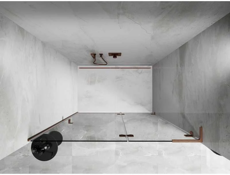 Dušo durys Mexen Lunar L, dešinė, 130 cm, transparent/brushed copper