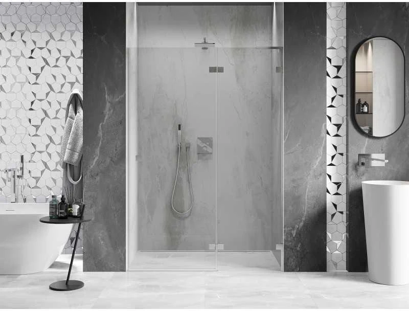 Dušo durys Mexen Lunar L, dešinė, 140 cm, transparent/brushed nickel