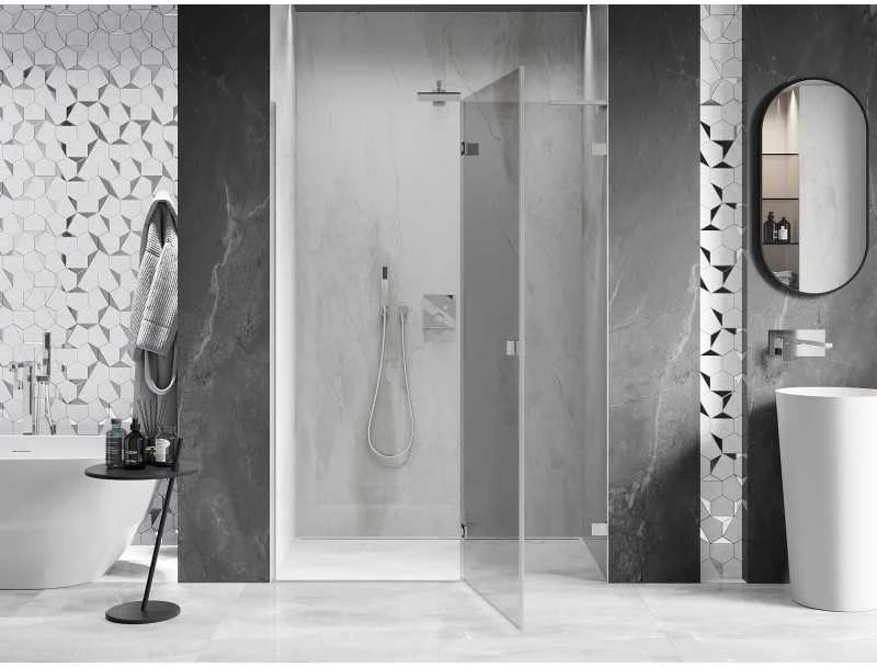 Dušo durys Mexen Lunar L, dešinė, 140 cm, transparent/brushed nickel