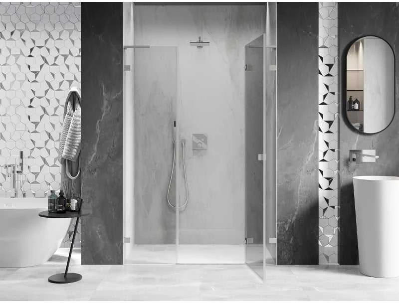 Dušo durys Mexen Lunar L, dešinė, 145 cm, transparent/brushed nickel