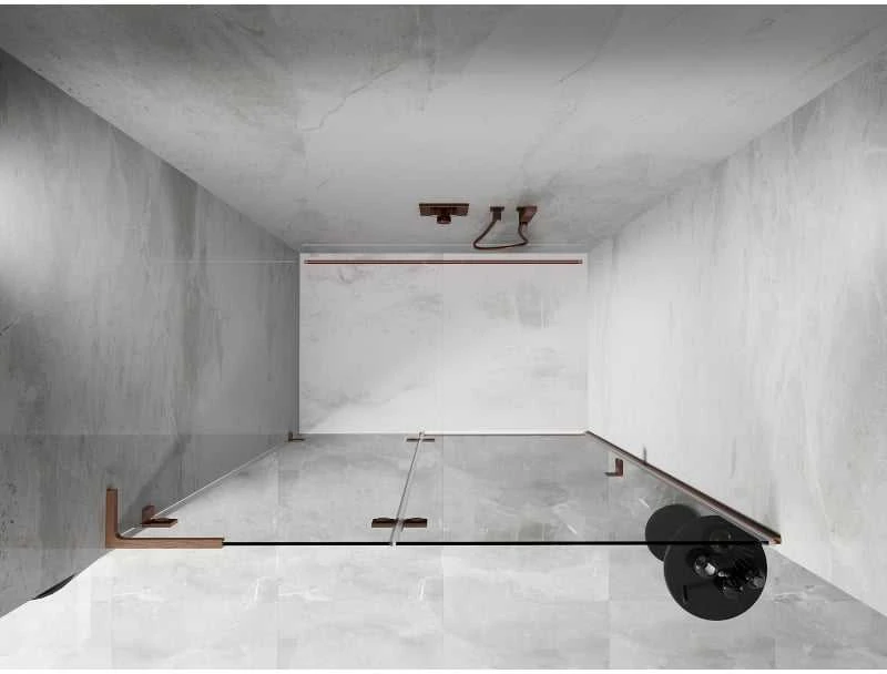 Dušo durys Mexen Lunar L, kairė, 135 cm, transparent/brushed copper