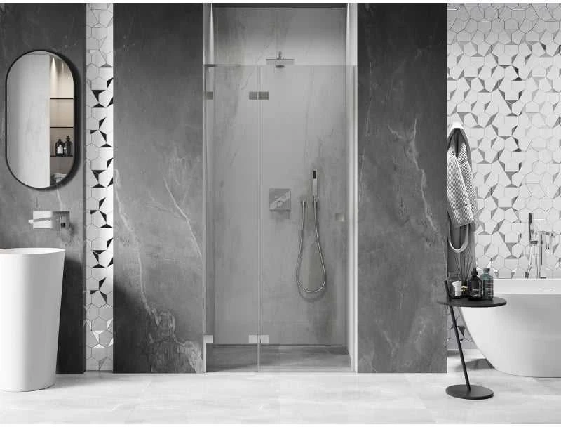 Dušo durys Mexen Lunar L, kairė, 75 cm, transparent/brushed nickel