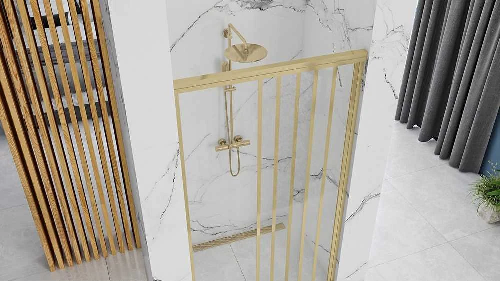 Dušo durys Rea Alex 120, Brushed Gold