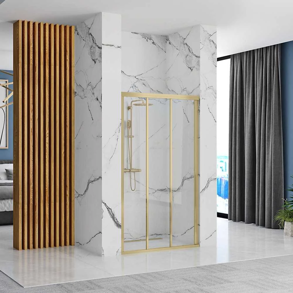 Dušo durys Rea Alex 120, Brushed Gold