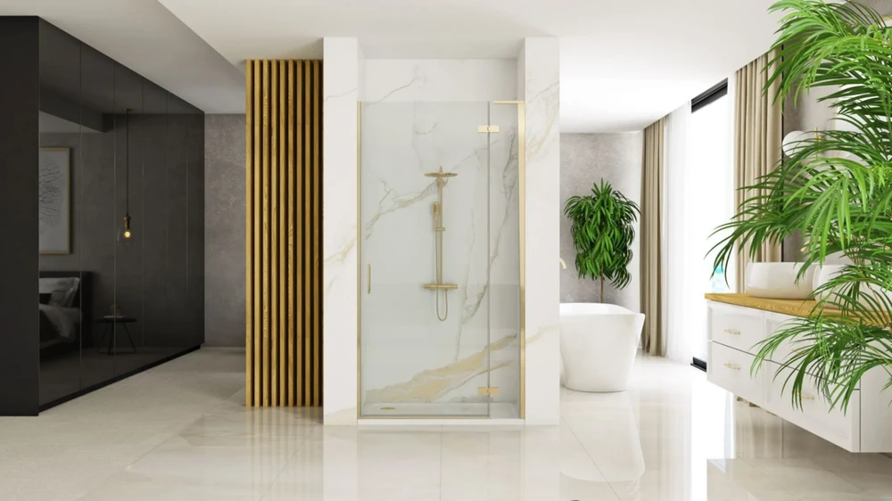 Dušo durys Rea Hugo Gold Brushed, 80 cm