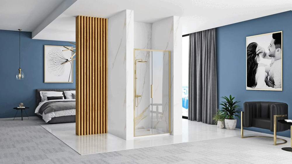 Dušo durys REA Rapid Slide, 120 cm, Brushed Gold