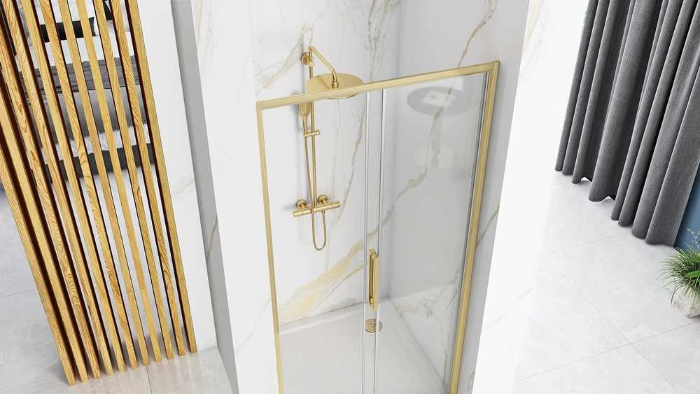 Dušo durys REA Rapid Slide, Brushed Gold, 130 cm