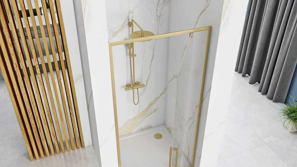 Dušo durys REA Rapid Swing, Brushed Gold, 90 cm