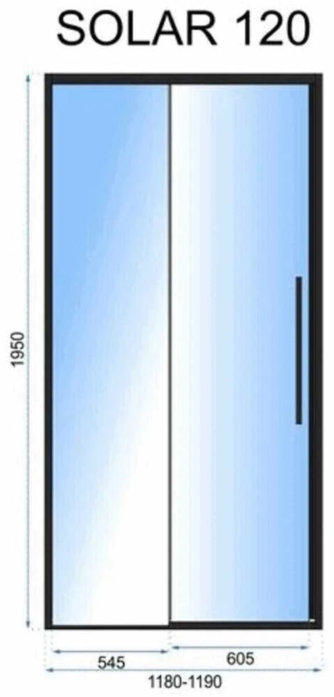 Dušo durys Rea Solar, Juodas mat, 120 cm