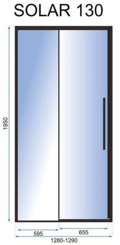 Dušo durys Rea Solar, Juodas mat, 130 cm