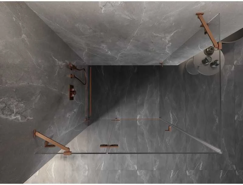 Dušo kabina Mexen Lunar, kairė, 85 x 80 cm, transparent/brushed copper