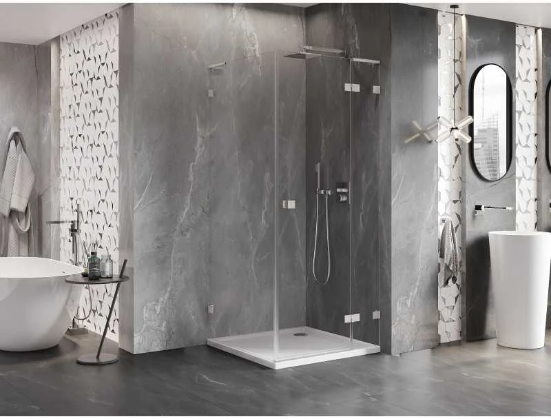 Dušo kabina Mexen Lunar L, dešinė, 80 x 80 cm, transparent/brushed nickel