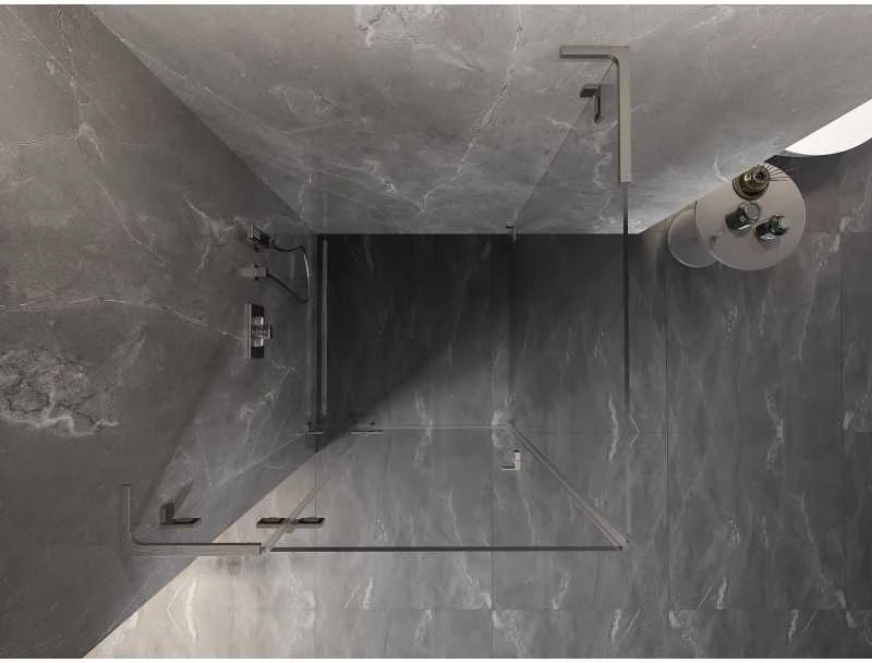 Dušo kabina Mexen Lunar L, kairė, 70 x 70 cm, transparent/brushed nickel