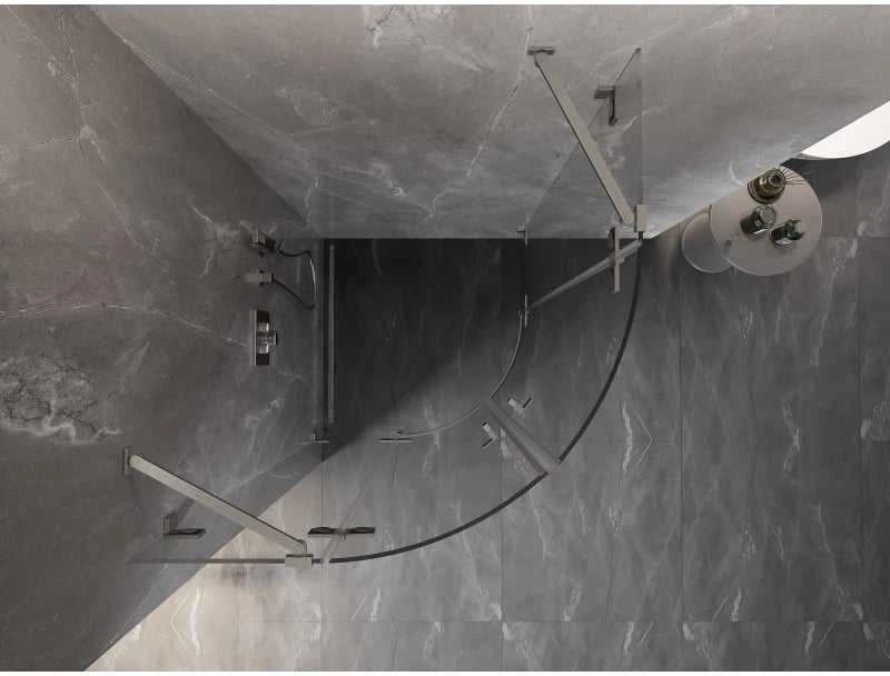 Dušo kabina Mexen Lunar, pusapvalė, 90 x 90 cm, transparent/brushed nickel