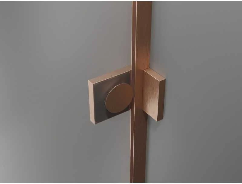 Dušo kabina Mexen Lunar, pusapvalė, kairė, 100 x 90 cm, transparent/brushed copper