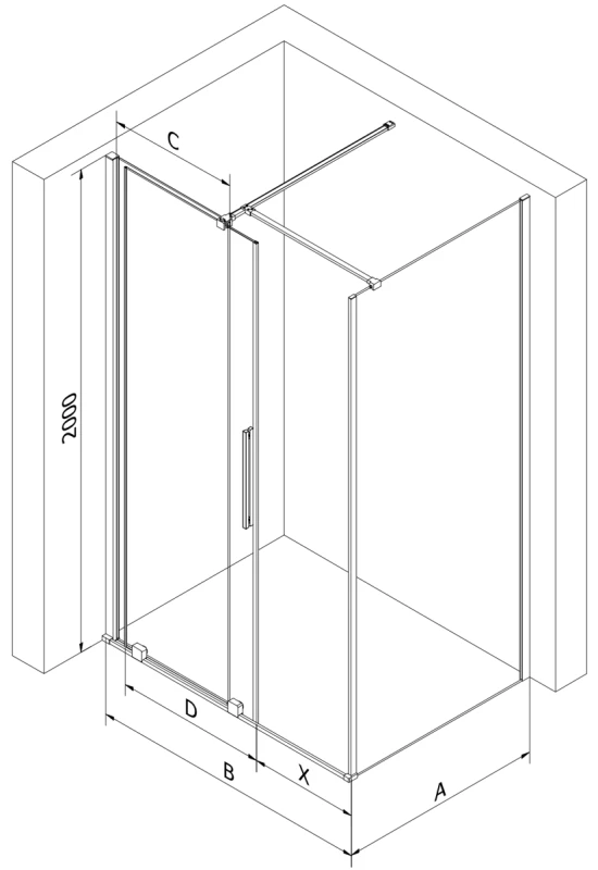 Dušo kabina Mexen Velar, 110 x 70 cm, Gun metal/Transparent