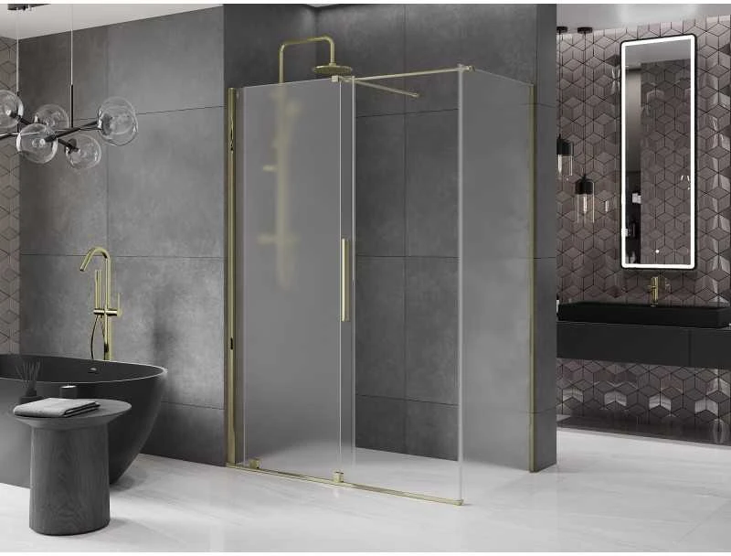 Dušo kabina Mexen Velar, 140 x 85 cm, Gold/matinis stiklas