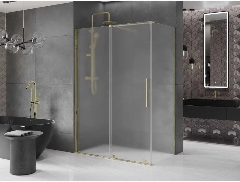 Dušo kabina Mexen Velar, 160 x 80 cm, Gold/matinis stiklas