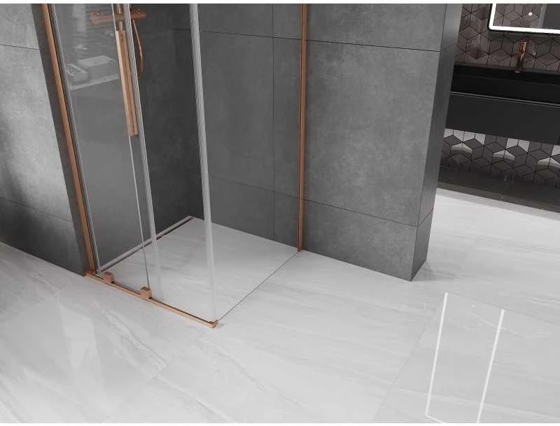 Dušo kabina Mexen Velar L, 100 x 100 cm, Brushed copper/Transparent