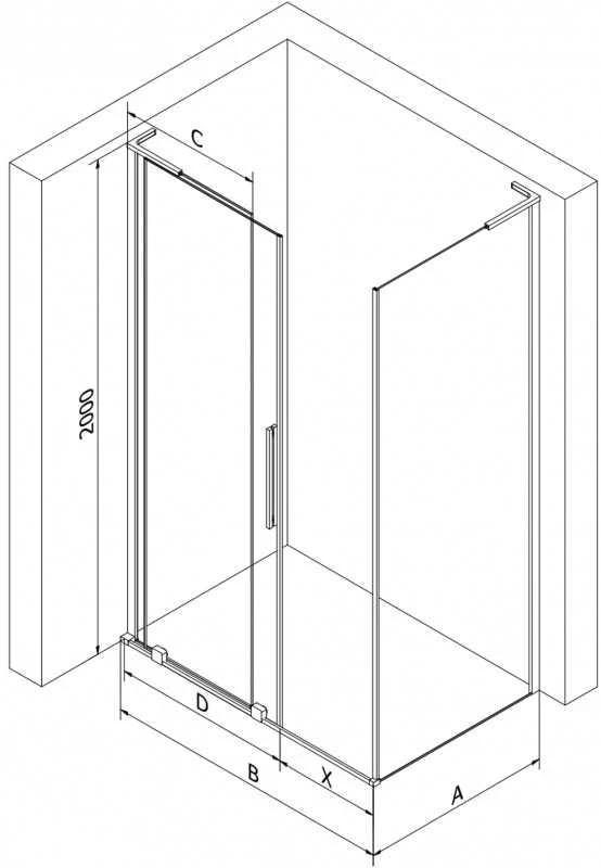 Dušo kabina Mexen Velar L, 100 x 70 cm, Baltas/Transparent