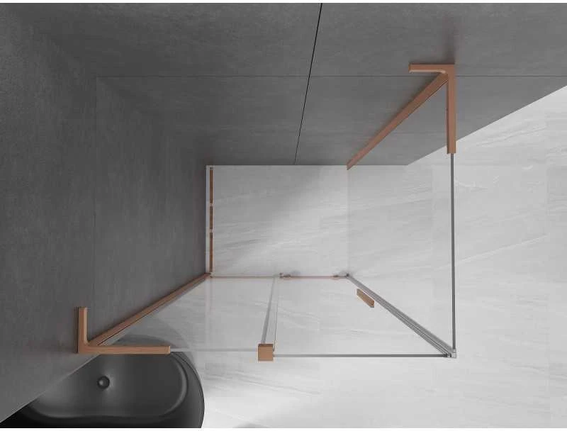 Dušo kabina Mexen Velar L, 110 x 75 cm, Brushed copper/Transparent