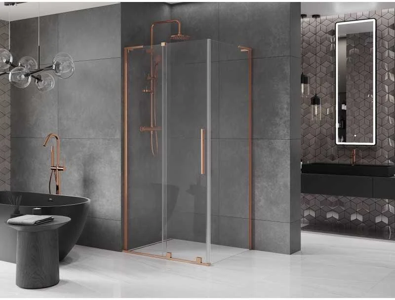 Dušo kabina Mexen Velar L, 110 x 80 cm, Brushed copper/Transparent