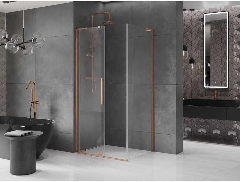 Dušo kabina Mexen Velar L, 90 x 70 cm, Brushed copper/Transparent