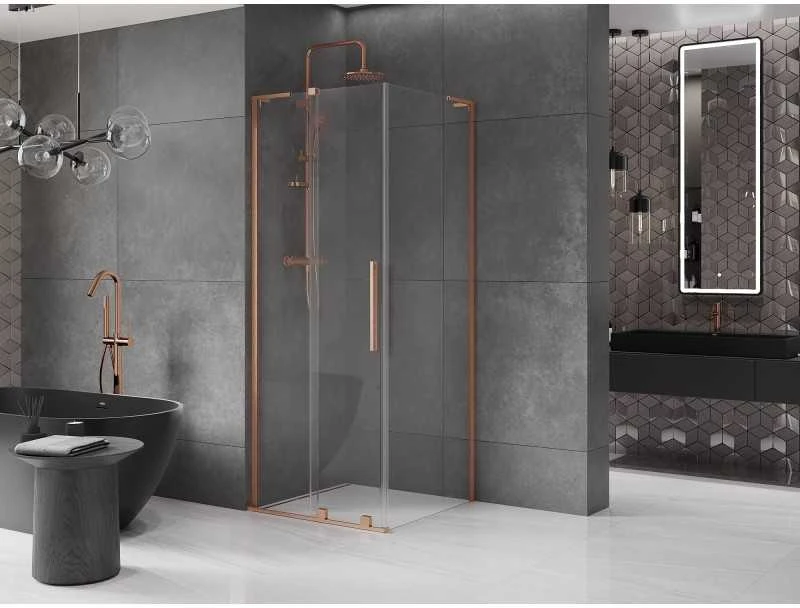Dušo kabina Mexen Velar L, 90 x 90 cm, Brushed copper/Transparent