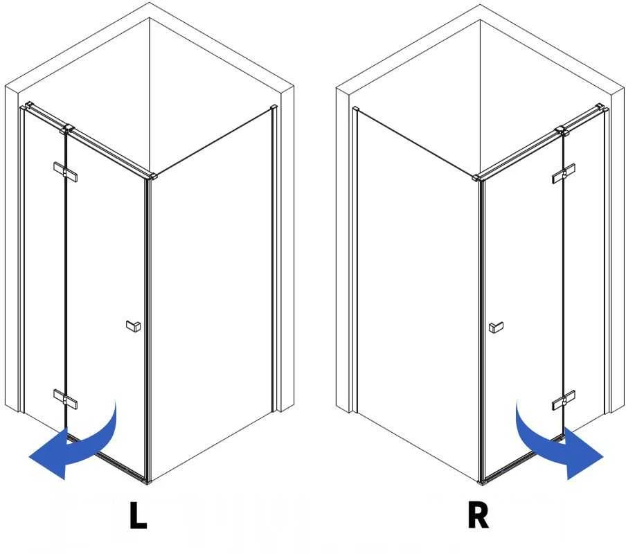Dušo kabina Rea Atlas, 90x90 cm, Brushed Gold, dešinė