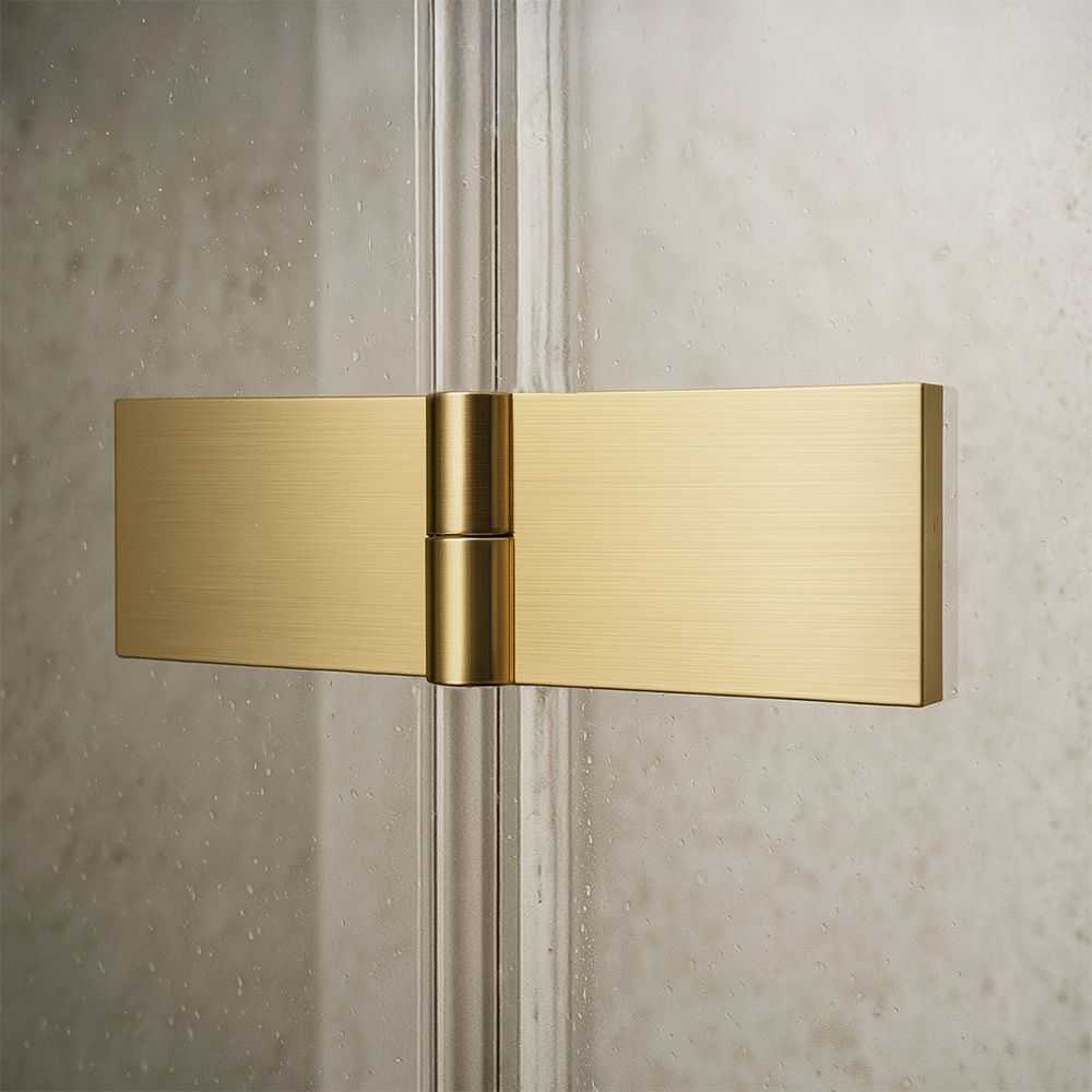 Dušo kabina Rea Atlas II, 100x100 cm, Brushed Gold, kairė