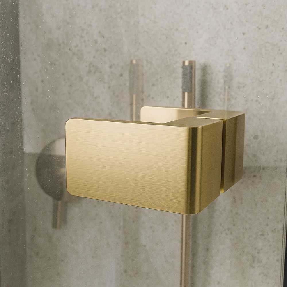 Dušo kabina Rea Atlas II, 100x90 cm, Brushed Gold, kairė