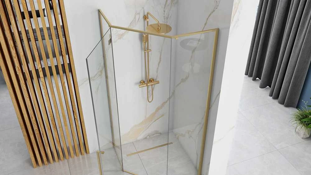 Dušo kabina Rea Diamond, Brushed Gold, 90x90 cm