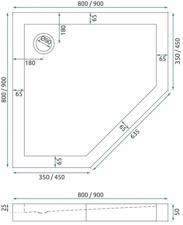Dušo kabina Rea Diamond Gold su juodu padėklu, 90x90 cm