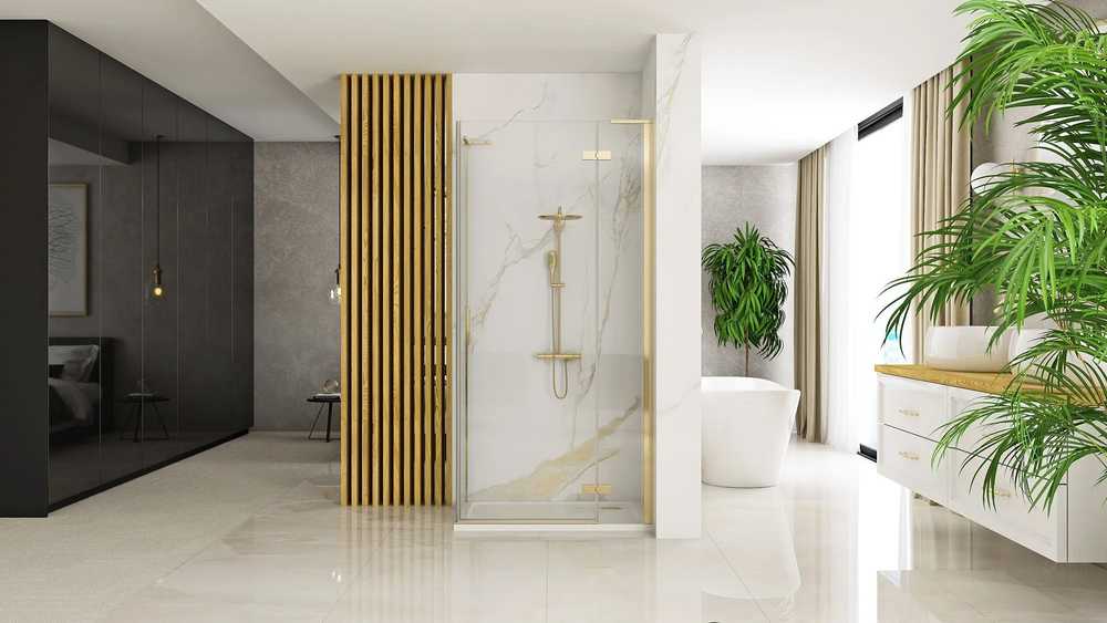 Dušo kabina REA Hugo, Brushed Gold, 100x80 cm