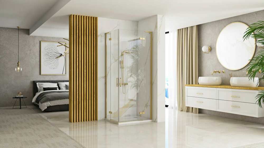 Dušo kabina REA Hugo Double, Brushed Gold, 80x100 cm