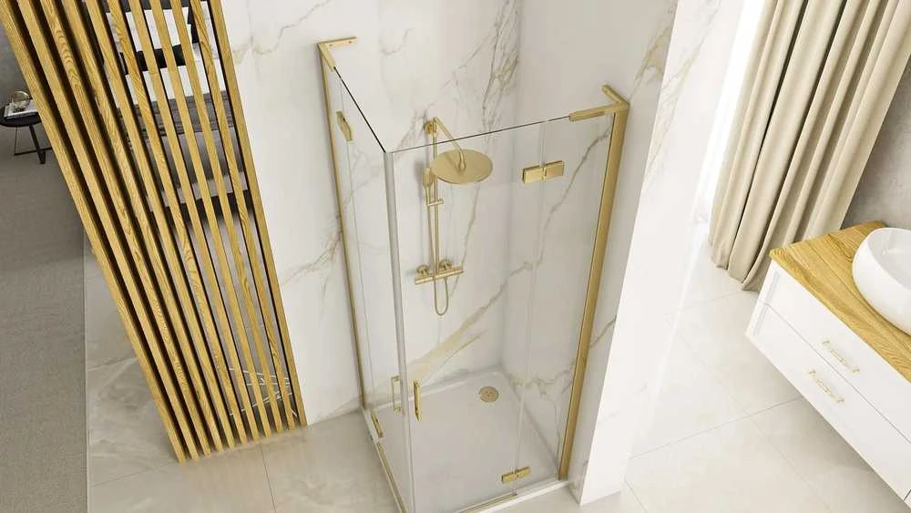 Dušo kabina REA Hugo Double, Brushed Gold, 90x90 cm