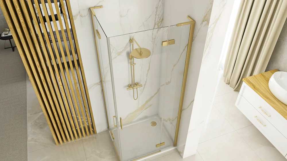 Dušo kabina REA Hugo Double, Brushed Gold, 80x100 cm