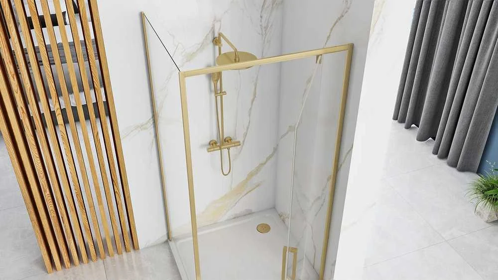 Dušo kabina REA Rapid Swing, Brushed Gold, 100x100 cm
