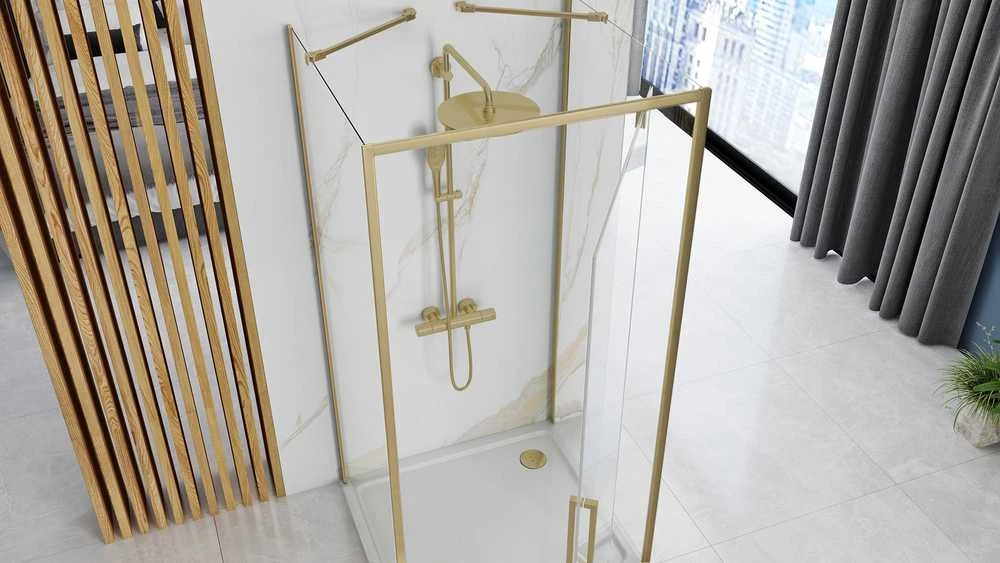 Dušo kabina REA Rapid Swing II, Brushed Gold, 100x90 cm