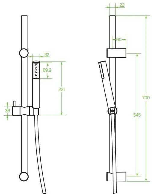 Dušo komplektas Laveo Pretto NLP_11A2, Graphite