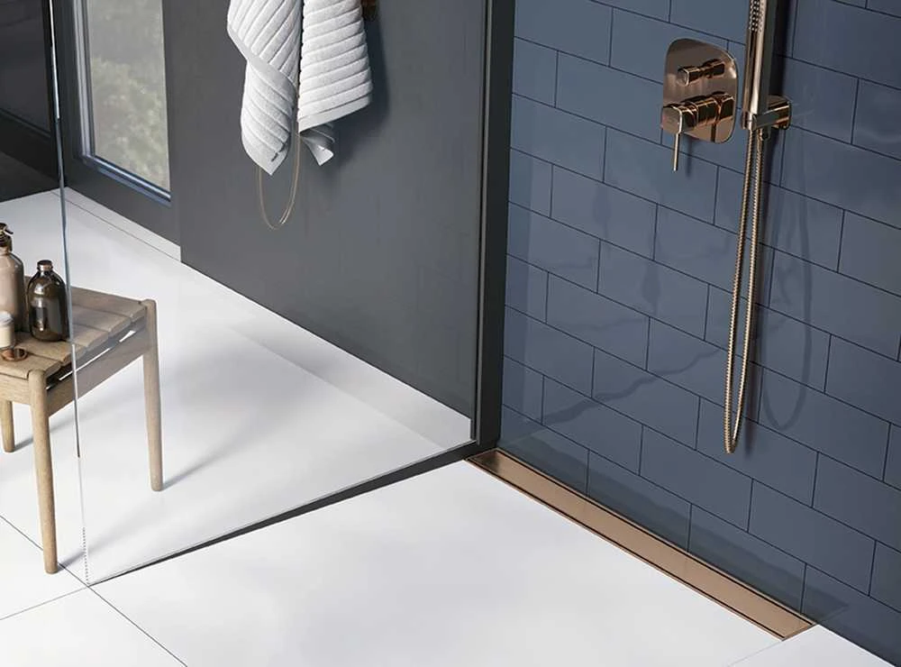 Dušo latakas Laveo Basso 2in1, 60 cm, Rose Gold (montuojamas prie sienos)