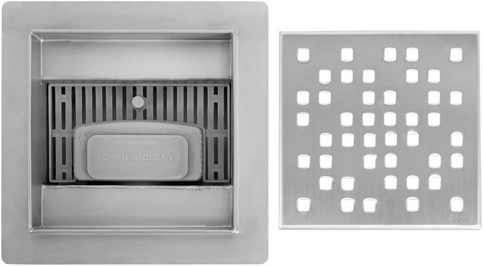Dušo latakas REA Dots, Brushed Steel, 12x12 cm
