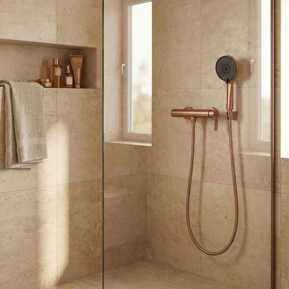 Dušo maišytuvo komplektas REA Arcos, Brushed Copper