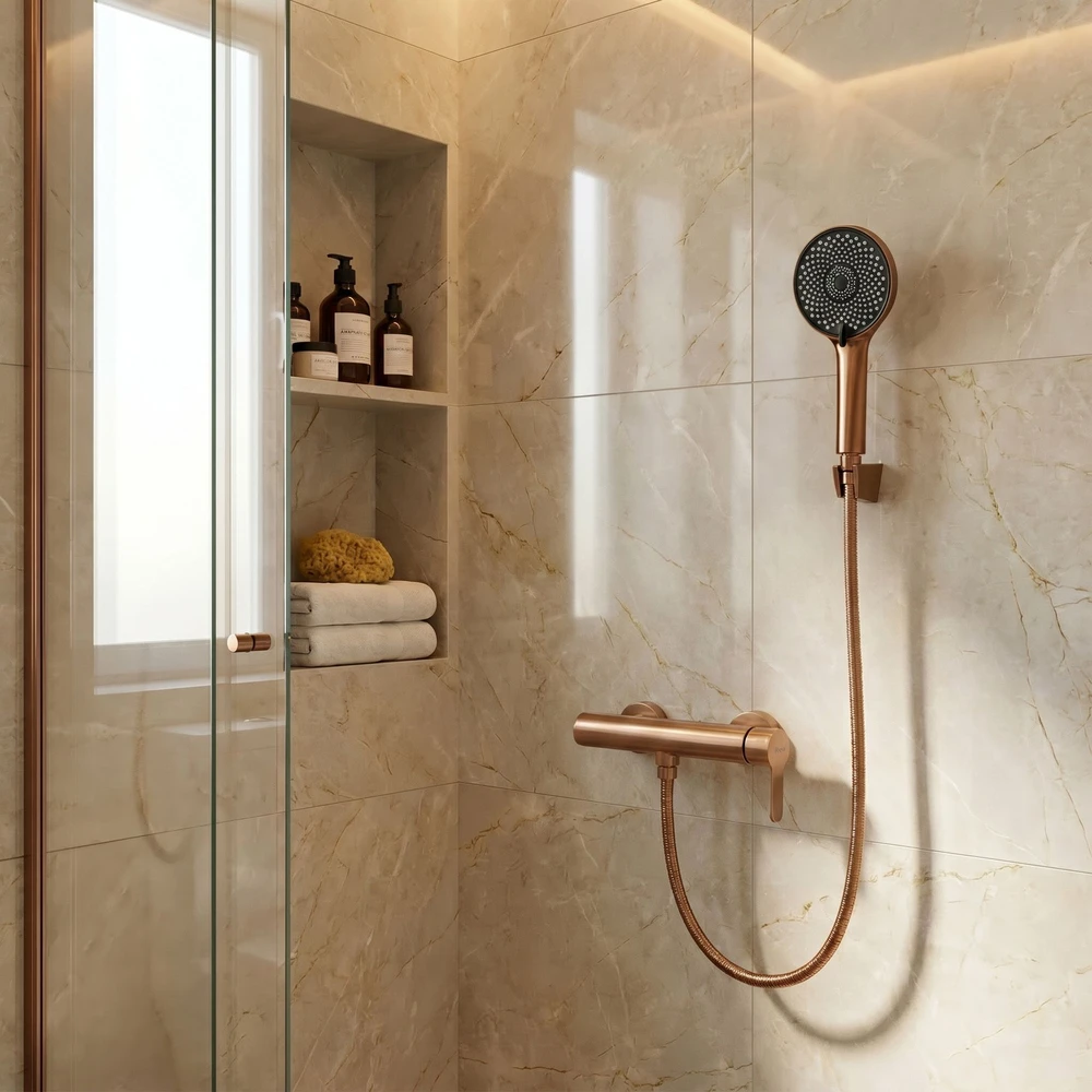 Dušo maišytuvo komplektas REA Arcos, Brushed Copper