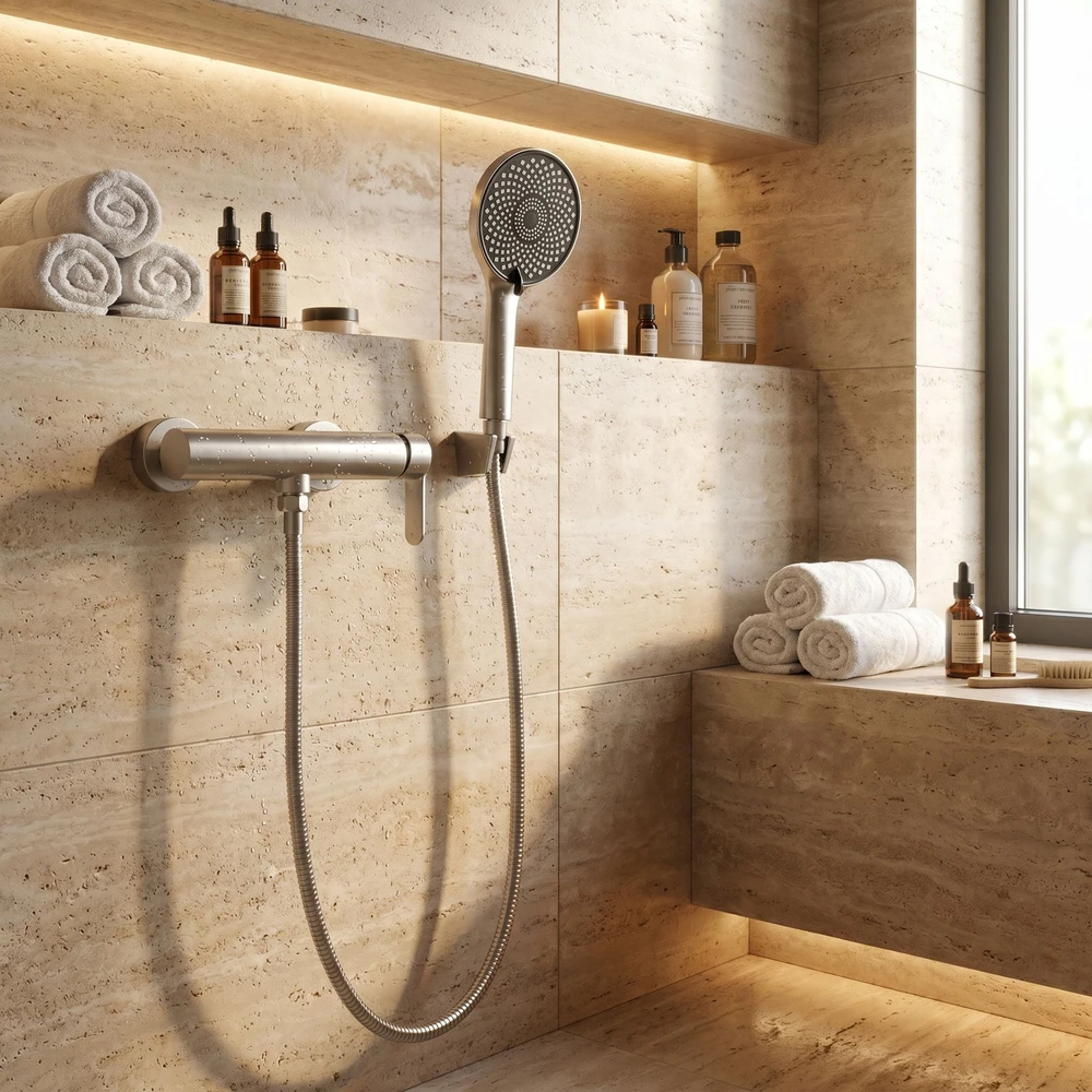 Dušo maišytuvo komplektas REA Arcos, Brushed Nickel