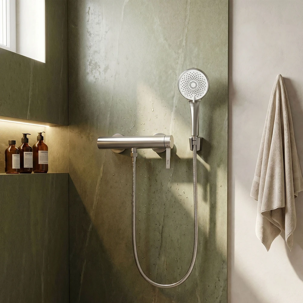 Dušo maišytuvo komplektas REA Rivo, Brushed Nickel