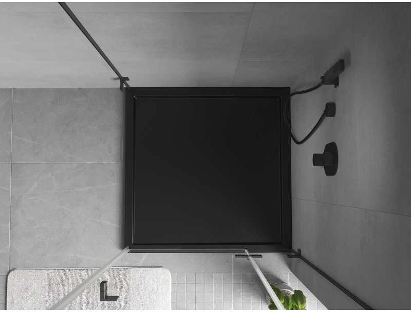 Dušo padėklas Mexen Flow Slim, kvadratinis, 90 x 90 cm, Juodas matt